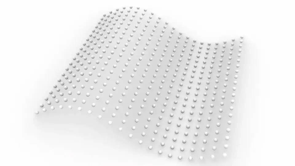 グリッド上の球体をSin波でZ方向に波打たせる