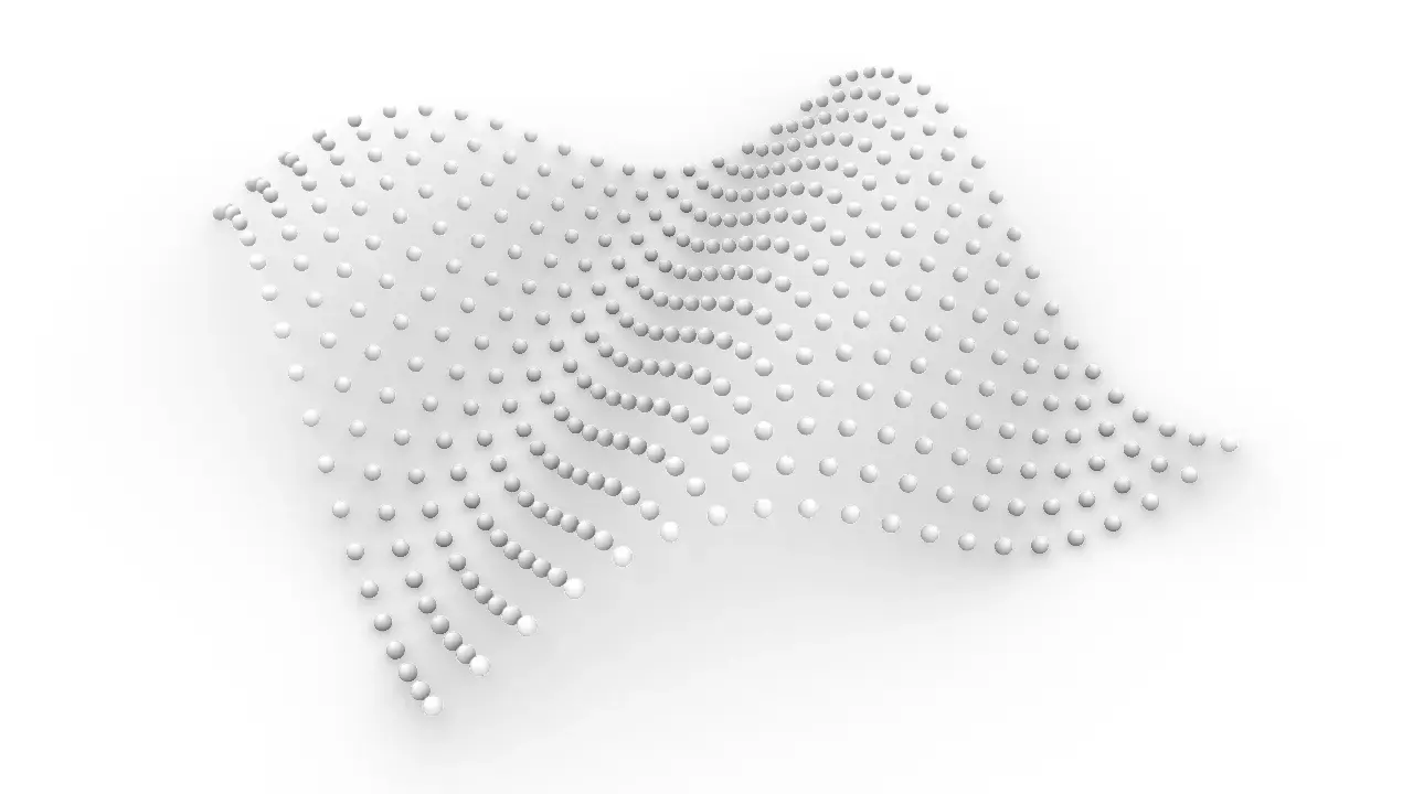 列ごとに位相をずらしたSin波で球体グリッドを動かす