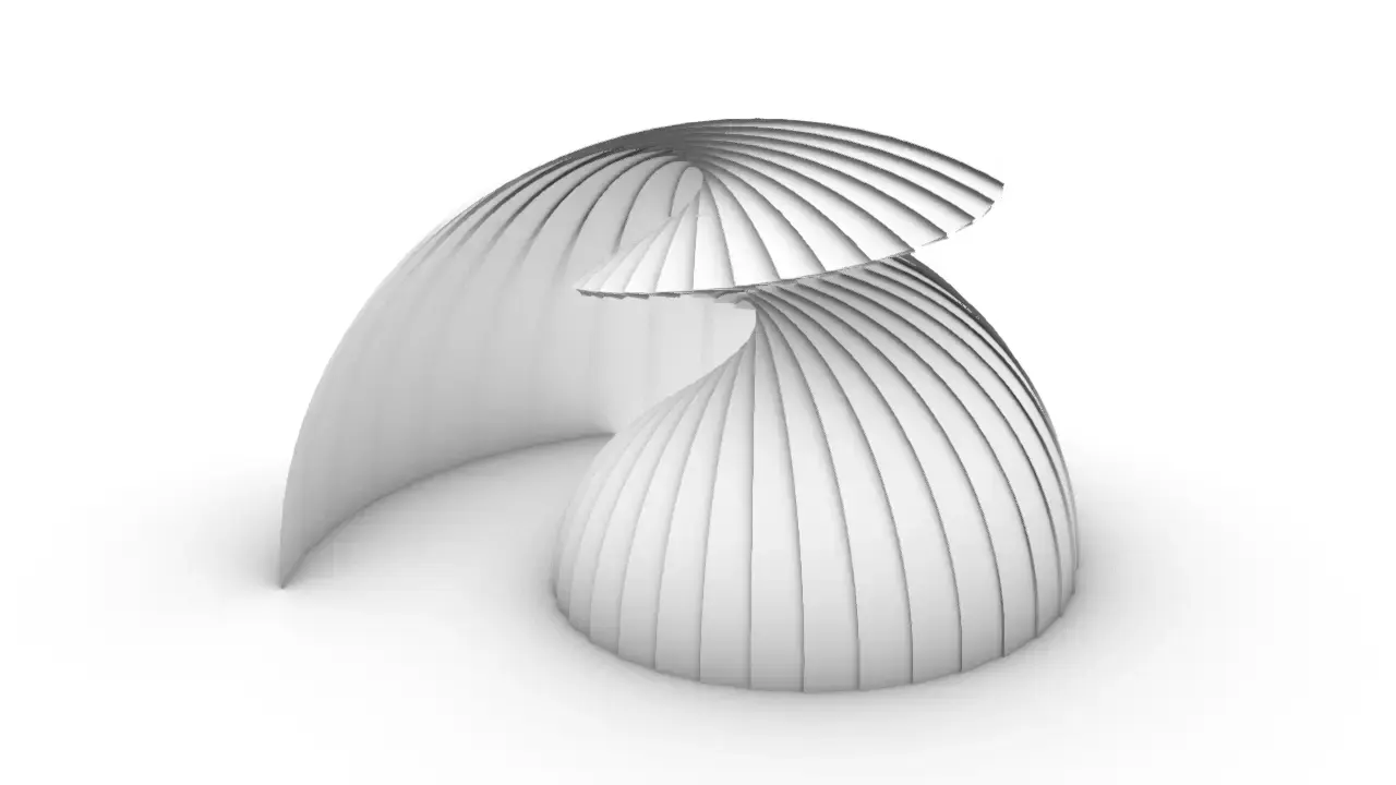 スパイラル状に回転＋拡大するArc - 折り込む